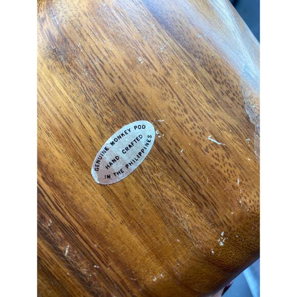 Vintage MCM Monkey Pod hand crafted Wood square Salad Bowl--Made in Philippines - Picture 4 of 5